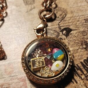 Origami Owl EASTER Inspirational Rhinestone Trinket Gold Necklace